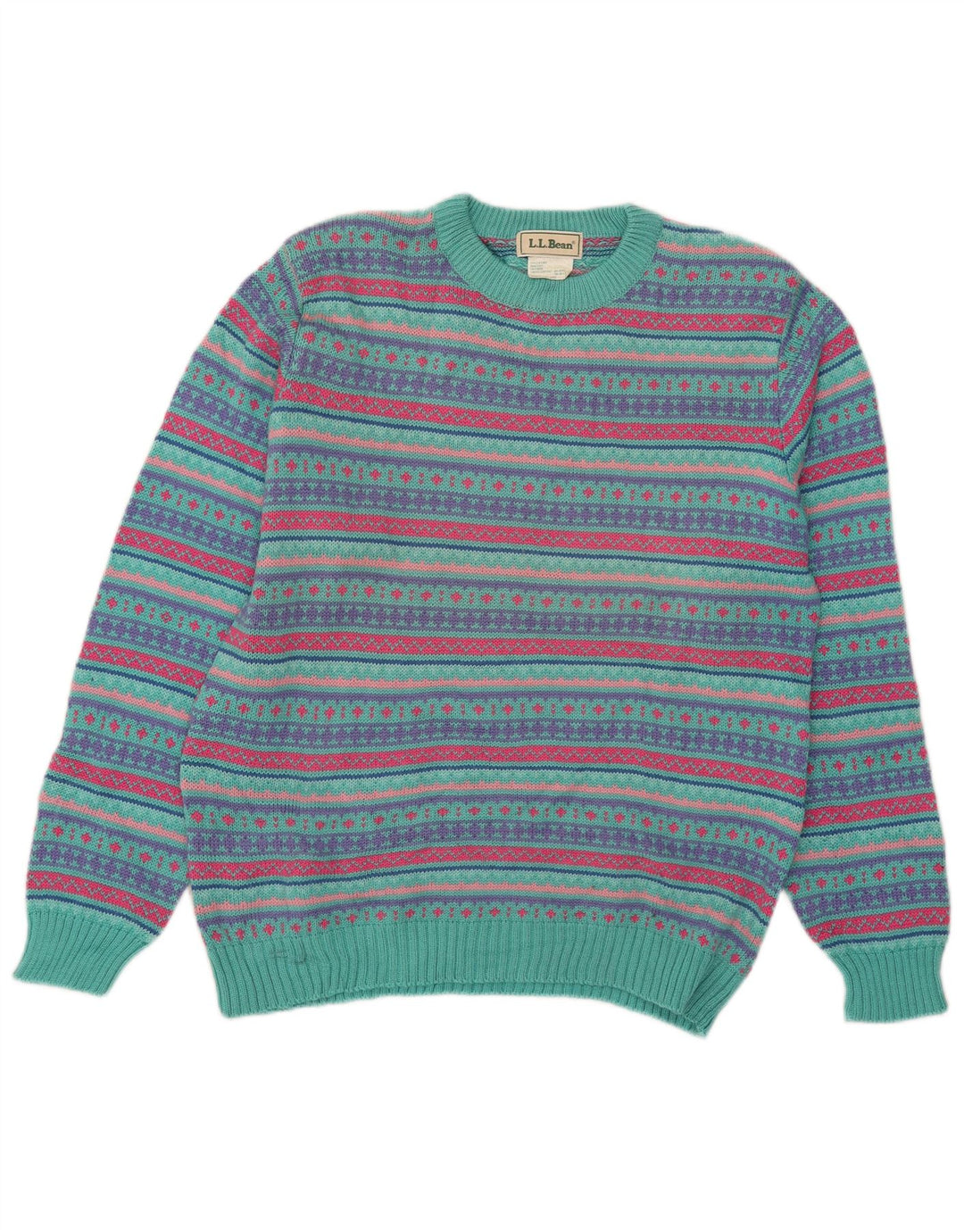 Suéter masculino L.L.Bean com gola redonda, grande lã Fair Isle multicolorida