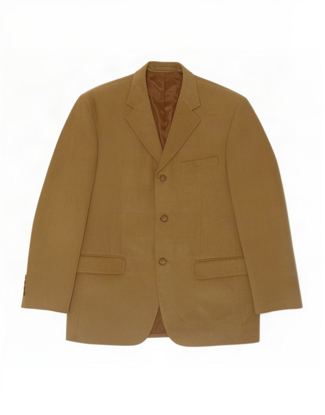 Jaqueta blazer masculina de 3 botões Marks & Spencer Reino Unido 38 poliéster bege médio