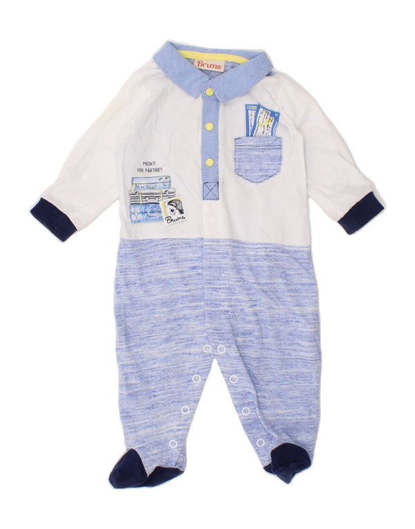 BRUMS Macacão de manga comprida para bebês meninos 0-3 meses azul colorblock algodão