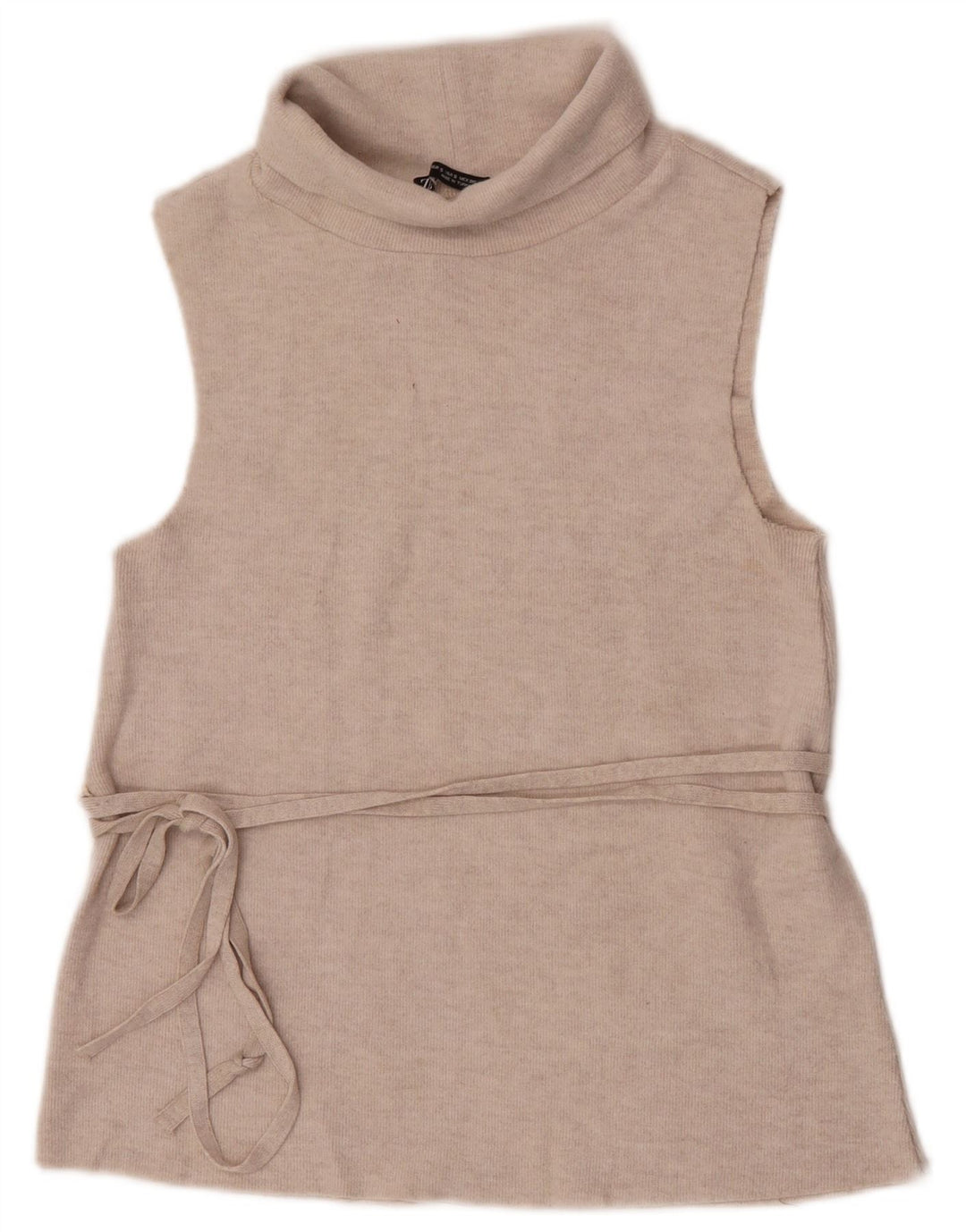 Zara Womens Vest Tank Top UK 8 Pequeno Poliéster Bege