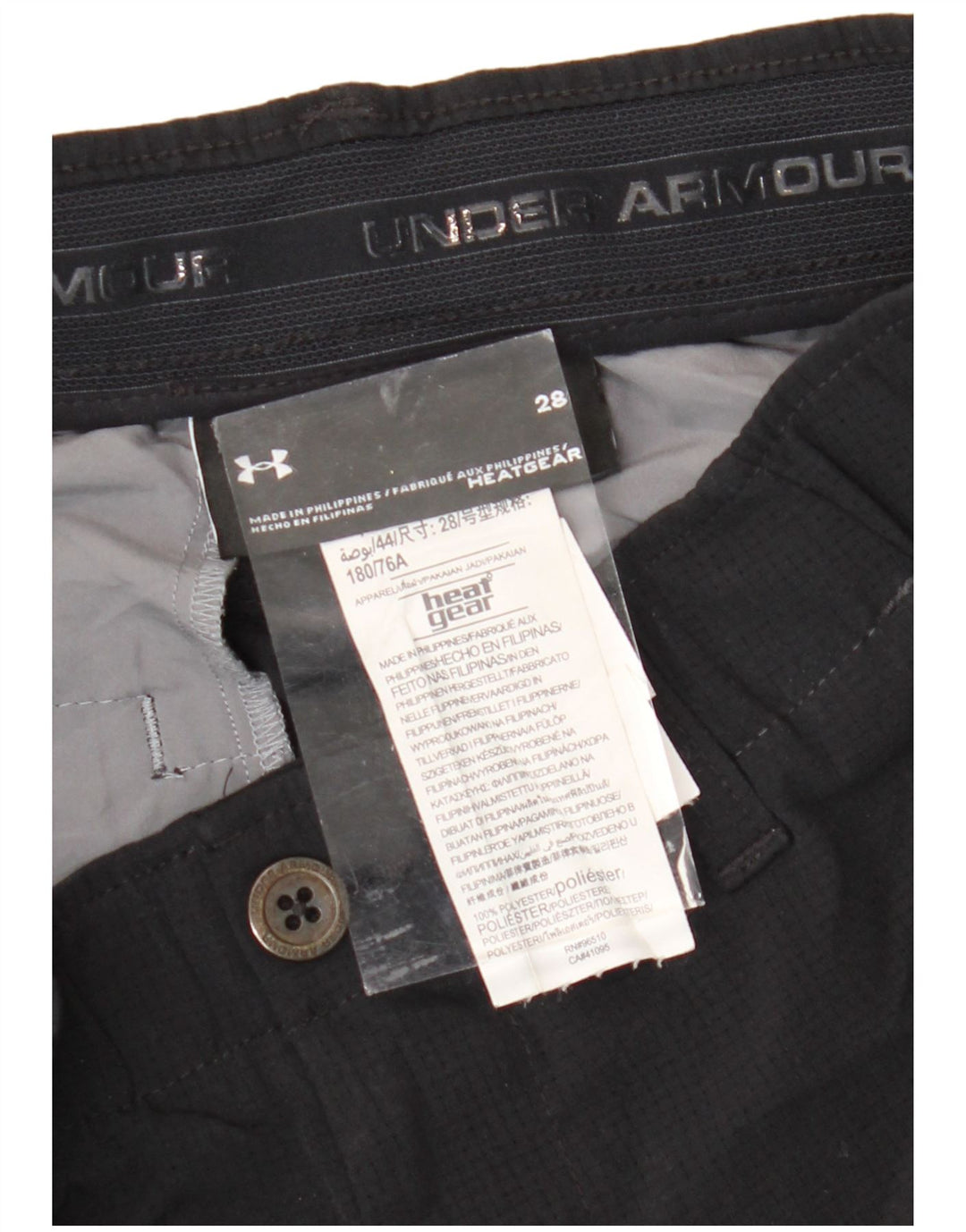 UNDER ARMOUR Mens Heat Gear Chino Shorts W28 Pequeno Poliéster Preto