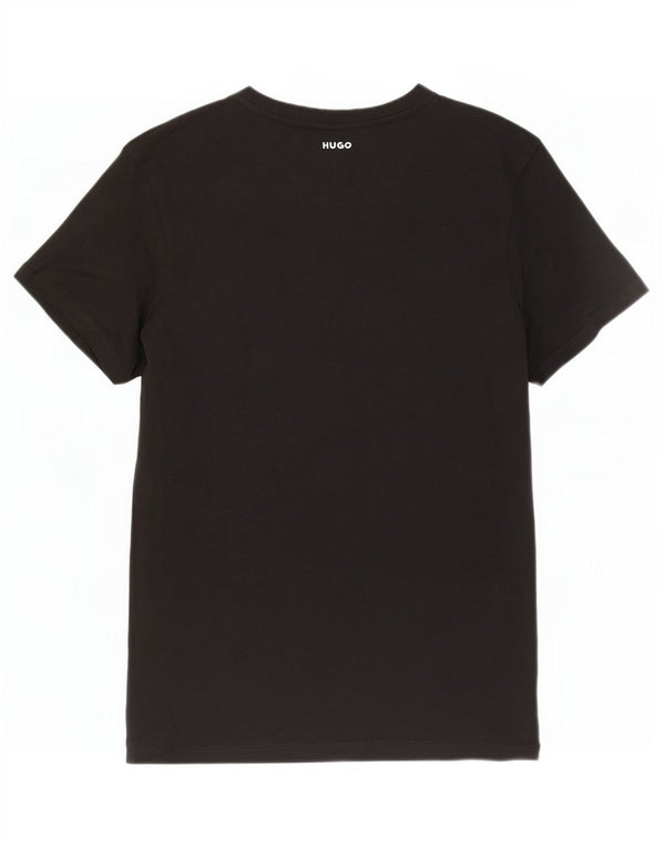 Hugo Boss Mens T-Shirt Top Pequeno Algodão Preto