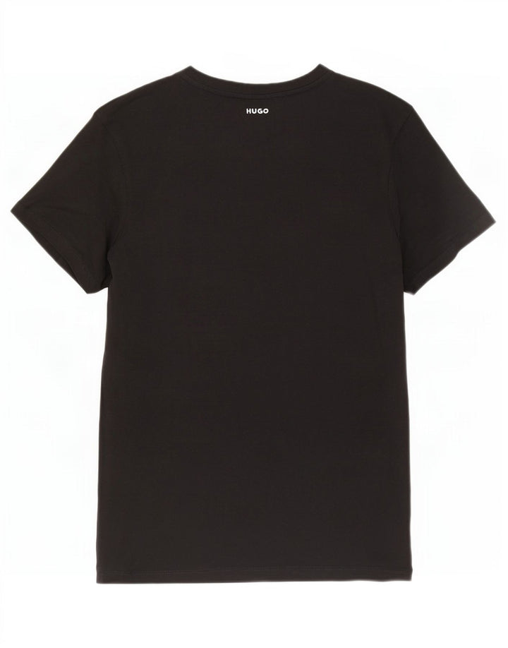 Hugo Boss Mens T-Shirt Top Pequeno Algodão Preto