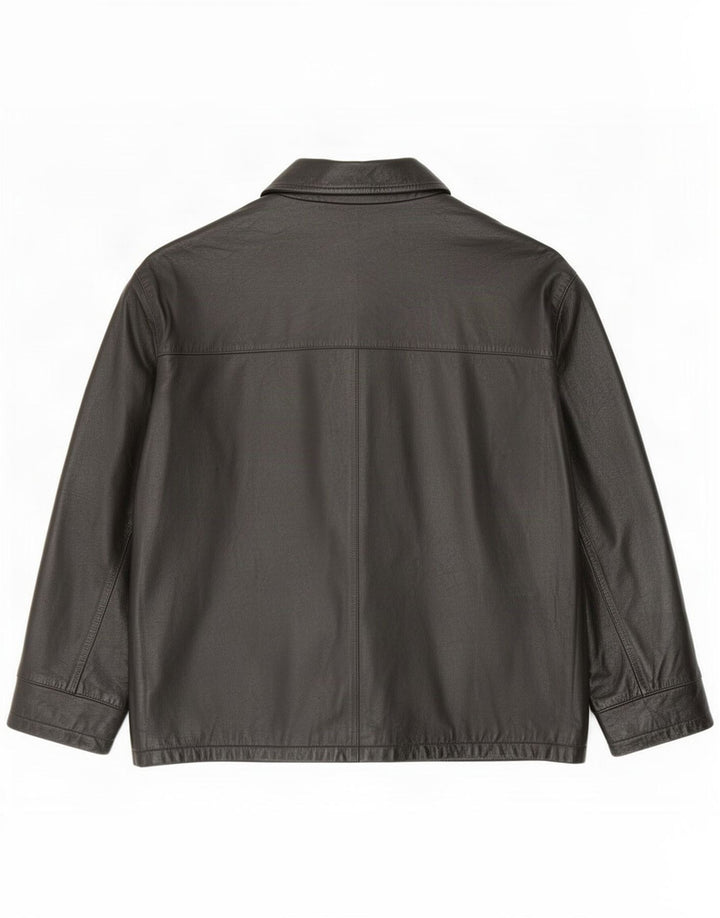 Jaqueta de couro masculina James Dillon Reino Unido 42 XL preta