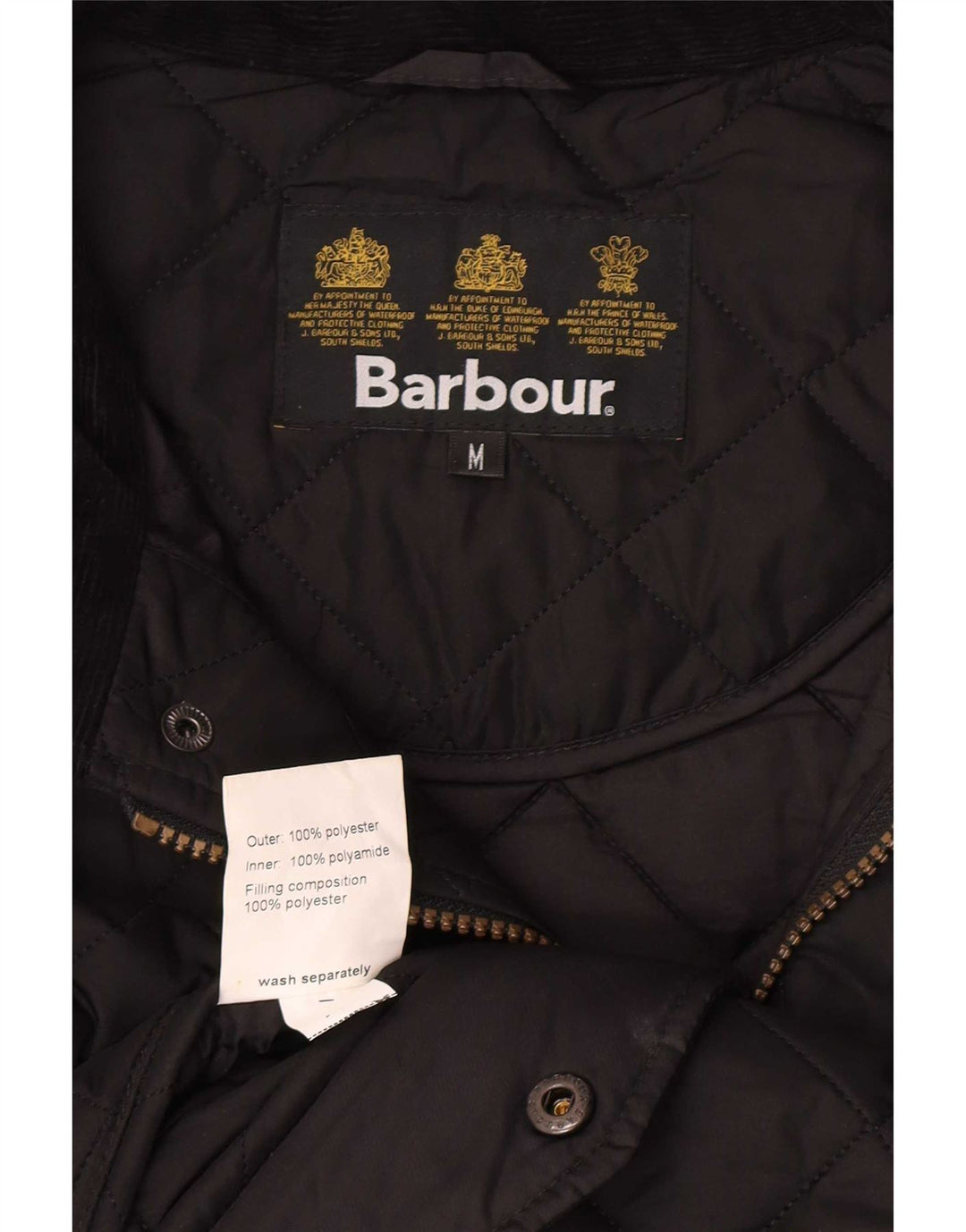Jaqueta acolchoada masculina Barbour UK 38 poliéster preto médio