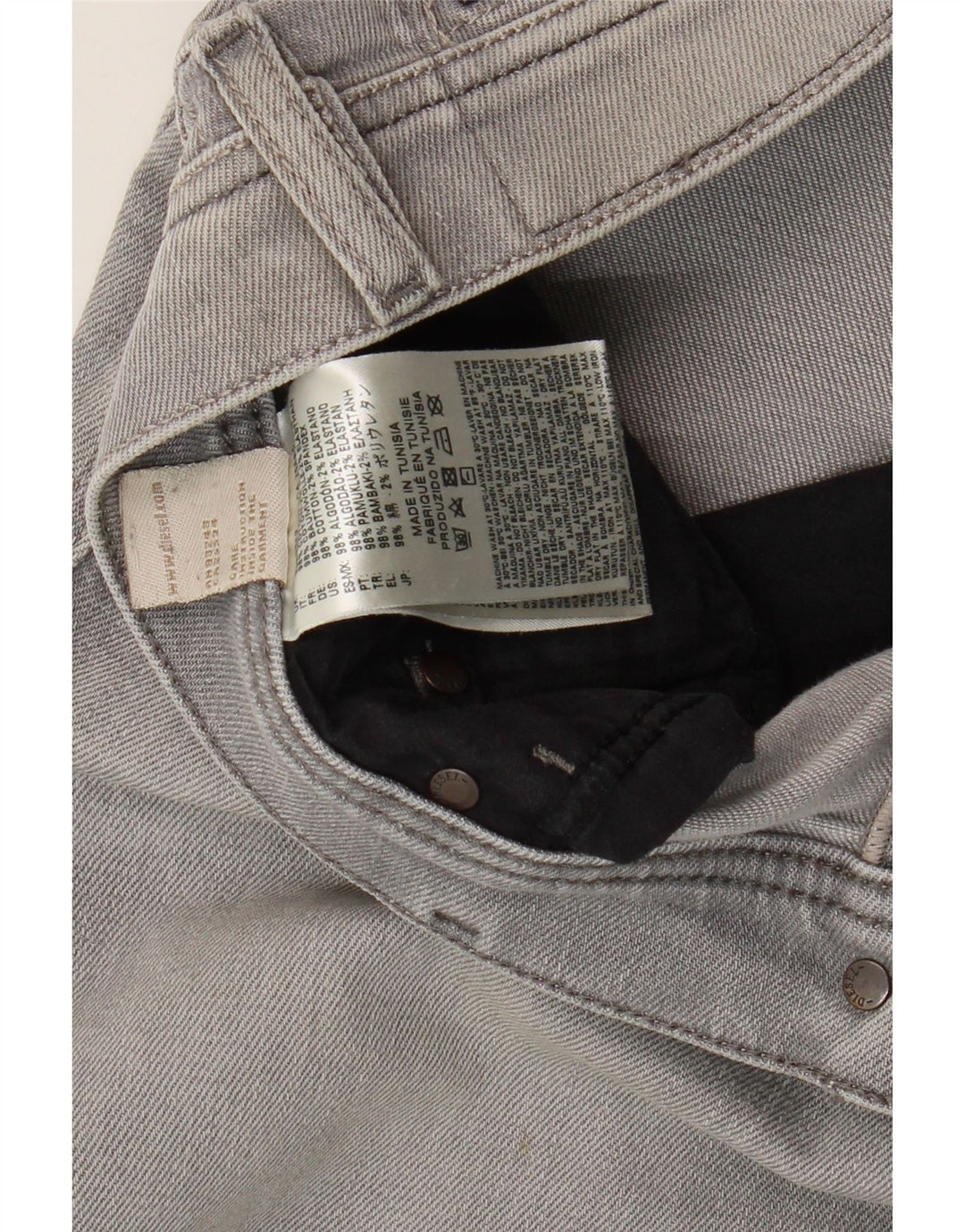Diesel Mens Slim Jeans W31 L30 Cinza Algodão