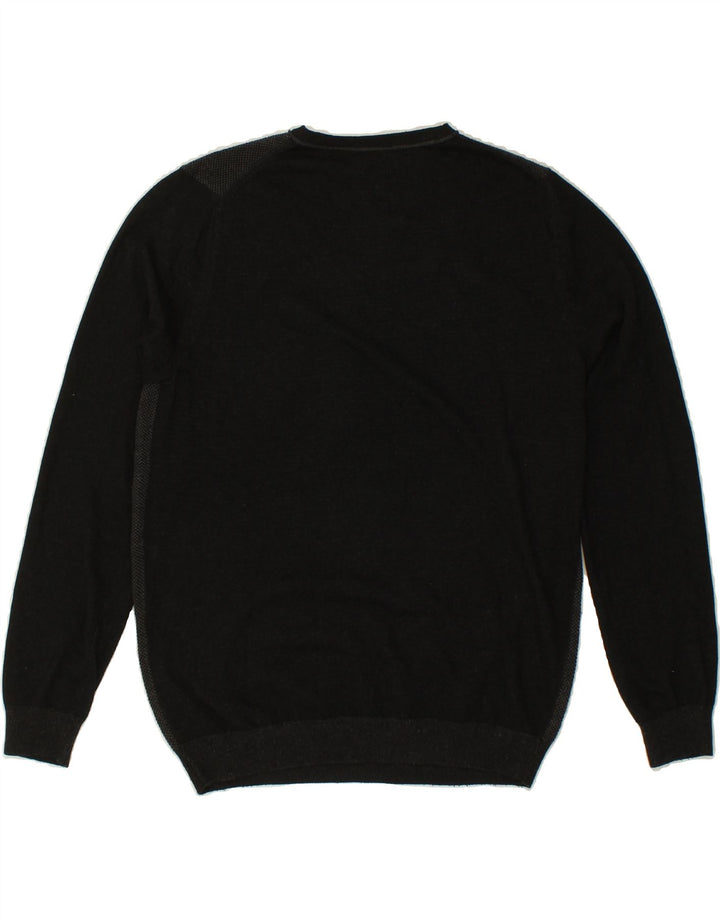 GAUDI Mens V-Neck Jumper Sweater XL Black Colourblock Cotton Vintage Gaudi and Second-Hand Gaudi from Messina Hembry 