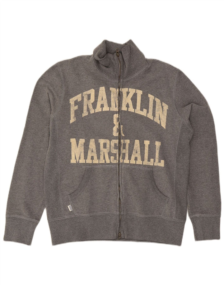 Jaqueta masculina de agasalho gráfico Franklin & Marshall pequena de algodão cinza