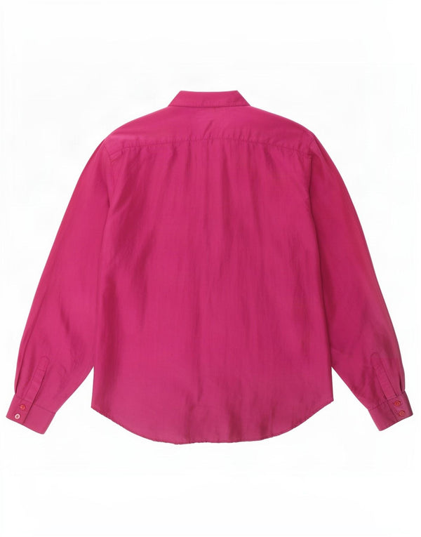 Camisa feminina vintage UK 14 seda roxa média