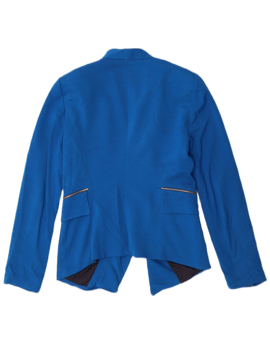 Jaqueta Zara Womens Open Blazer UK 12 Poliéster Azul Médio