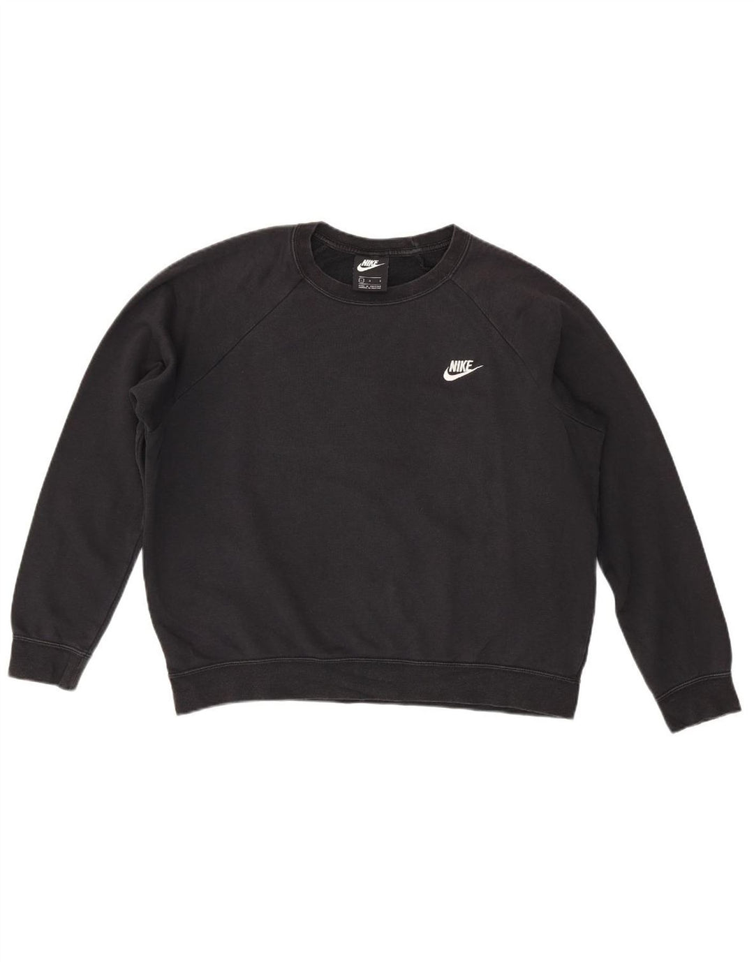NIKE Womens Oversized Sweatshirt Jumper UK 16 Grande Algodão Preto
