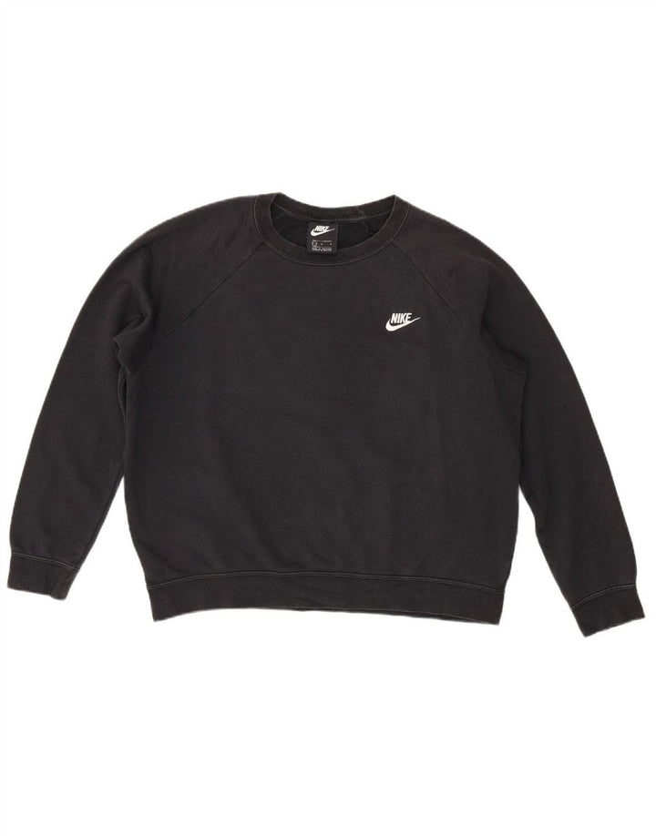 NIKE Womens Oversized Sweatshirt Jumper UK 16 Grande Algodão Preto