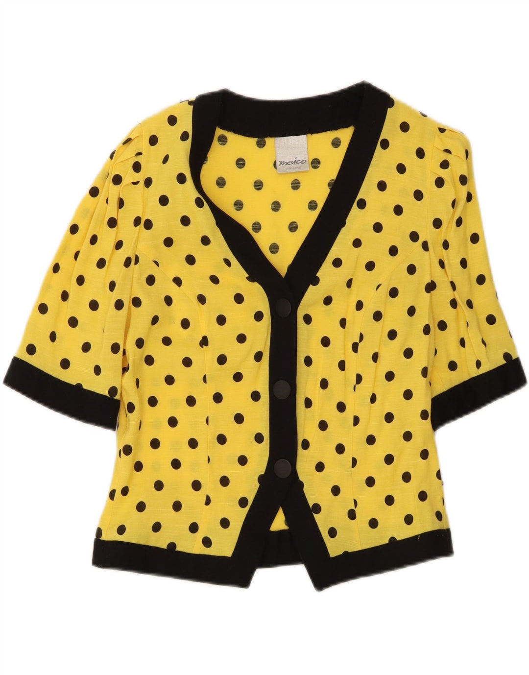 Jaqueta blazer feminina Meico manga 3/4 Reino Unido 12 poliéster amarelo médio