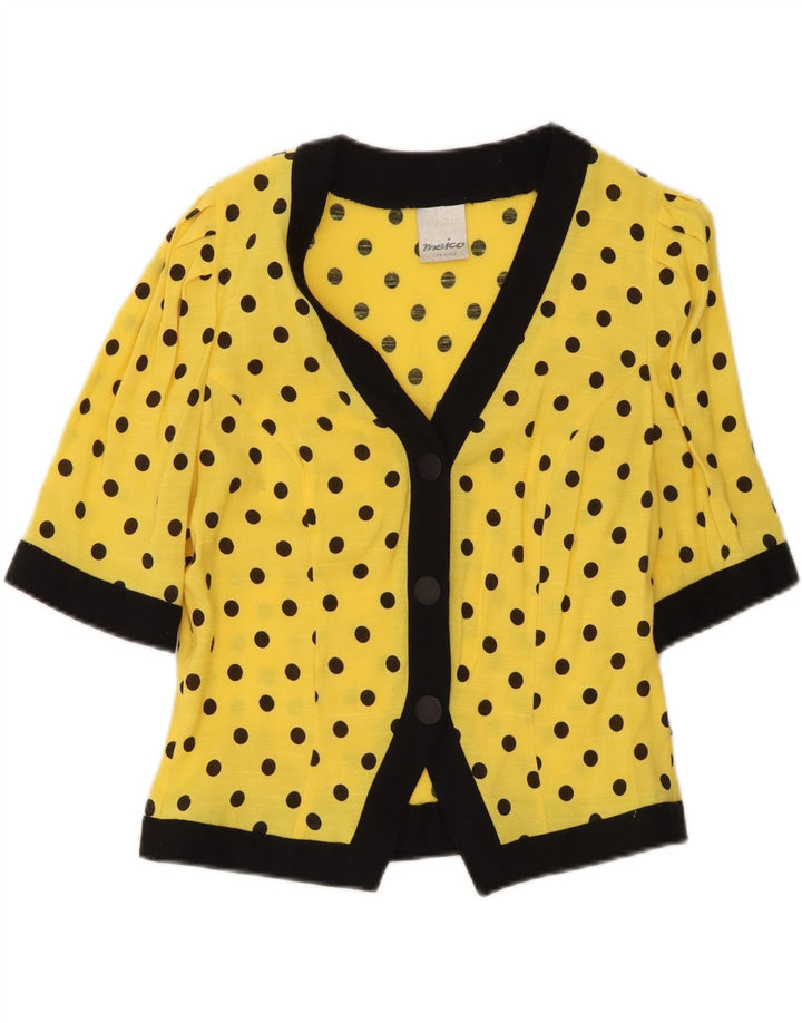Jaqueta blazer feminina Meico manga 3/4 Reino Unido 12 poliéster amarelo médio