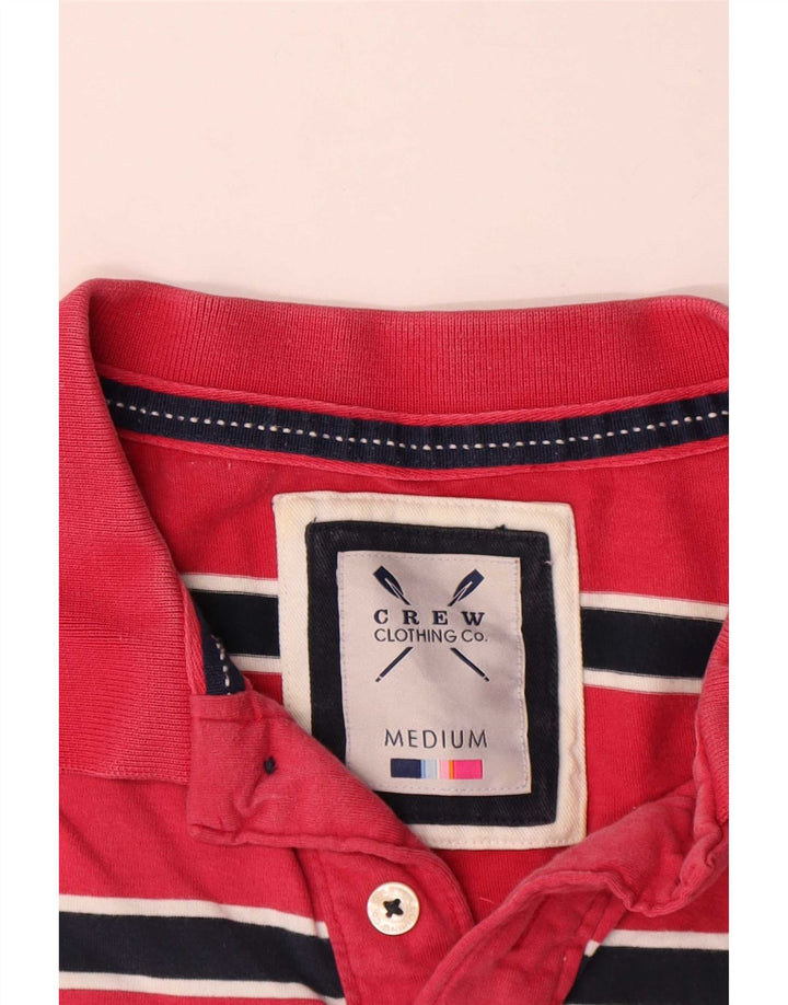 Camisa polo masculina Crew Clothing algodão listrado vermelho médio