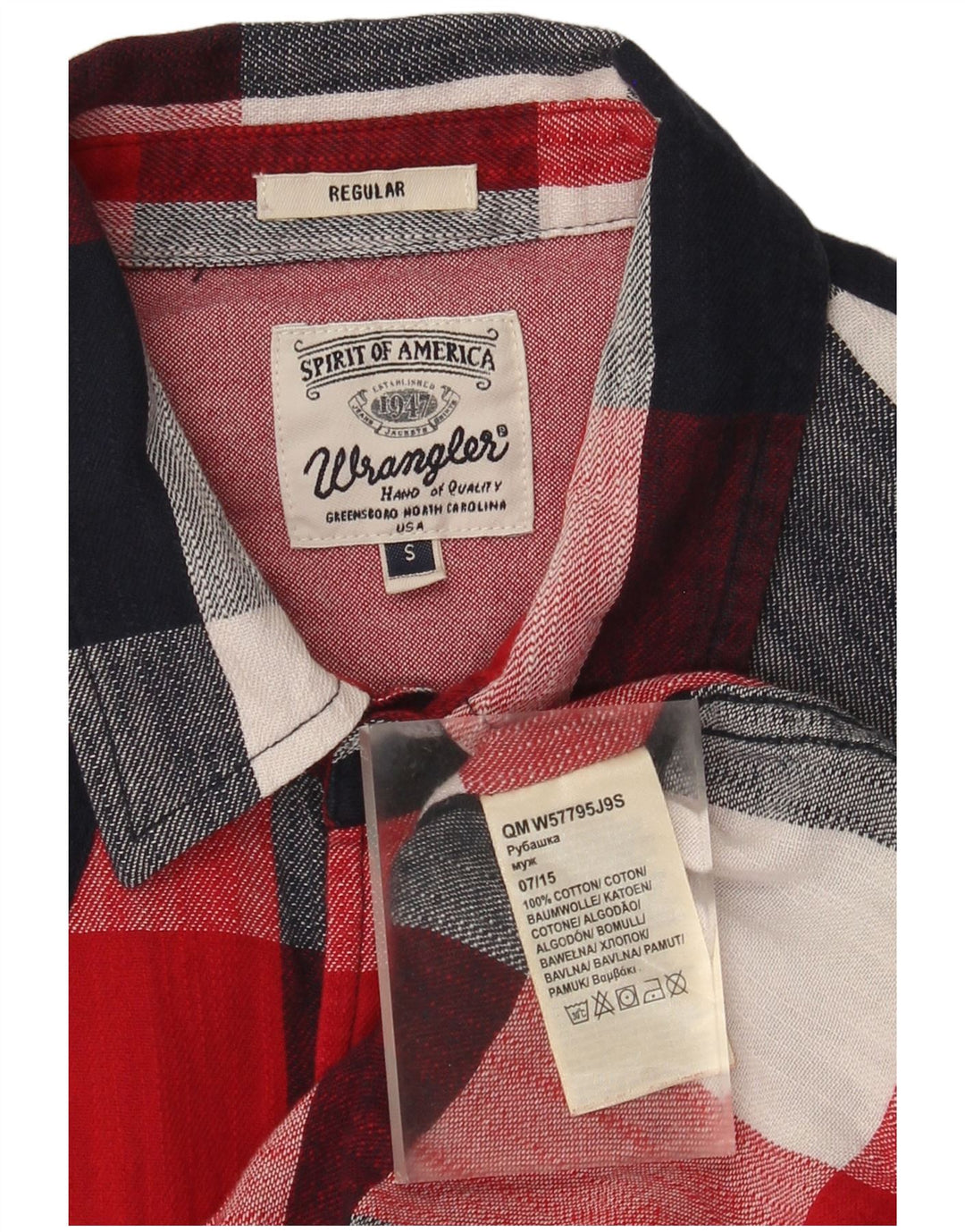 Wrangler Camisa masculina de flanela de ajuste regular pequeno algodão xadrez vermelho