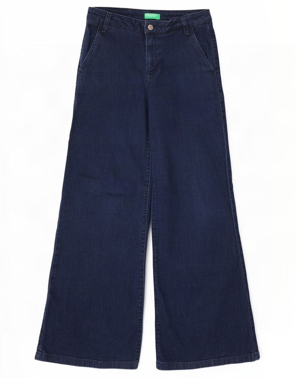 Benetton Jeans feminino de perna larga UK 10 pequeno W28 L31 azul marinho