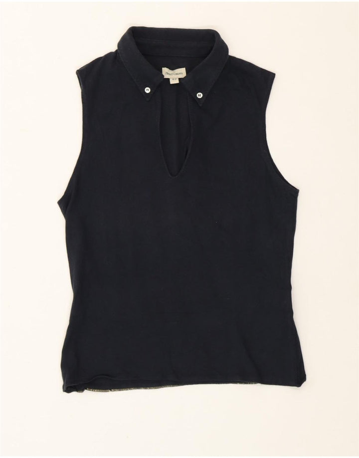 Camisa polo feminina sem mangas Henry s IT 42 azul marinho médio
