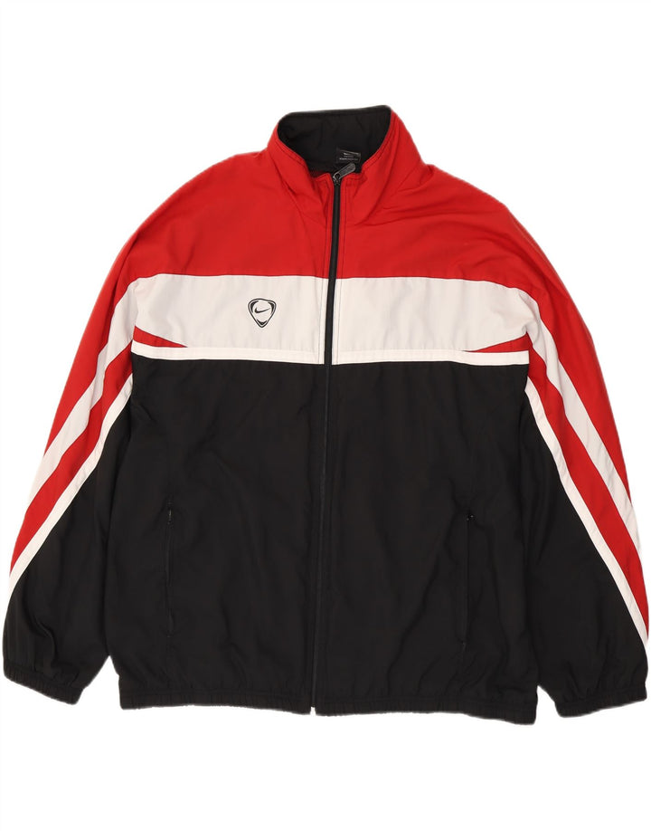 Nike Mens Tracksuit Top Jacket UK 45/47 XL Vermelho Colorblock Poliéster
