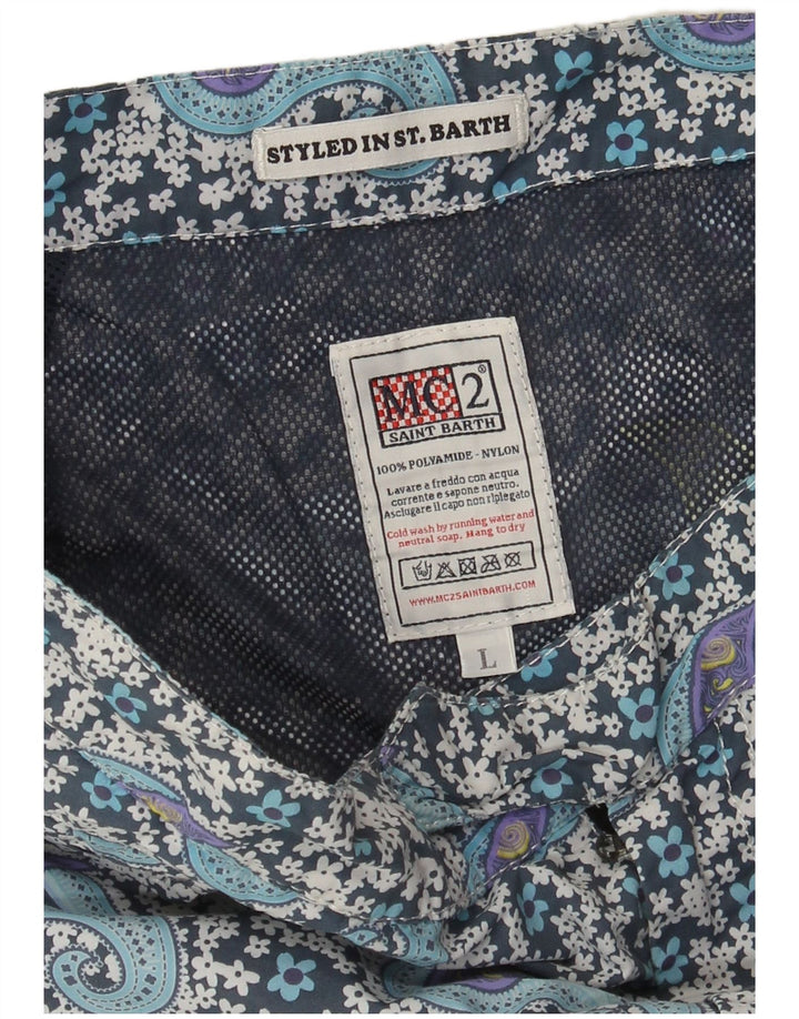 MC2 SAINT BARTH Shorts de natação masculino grande azul paisley poliamida