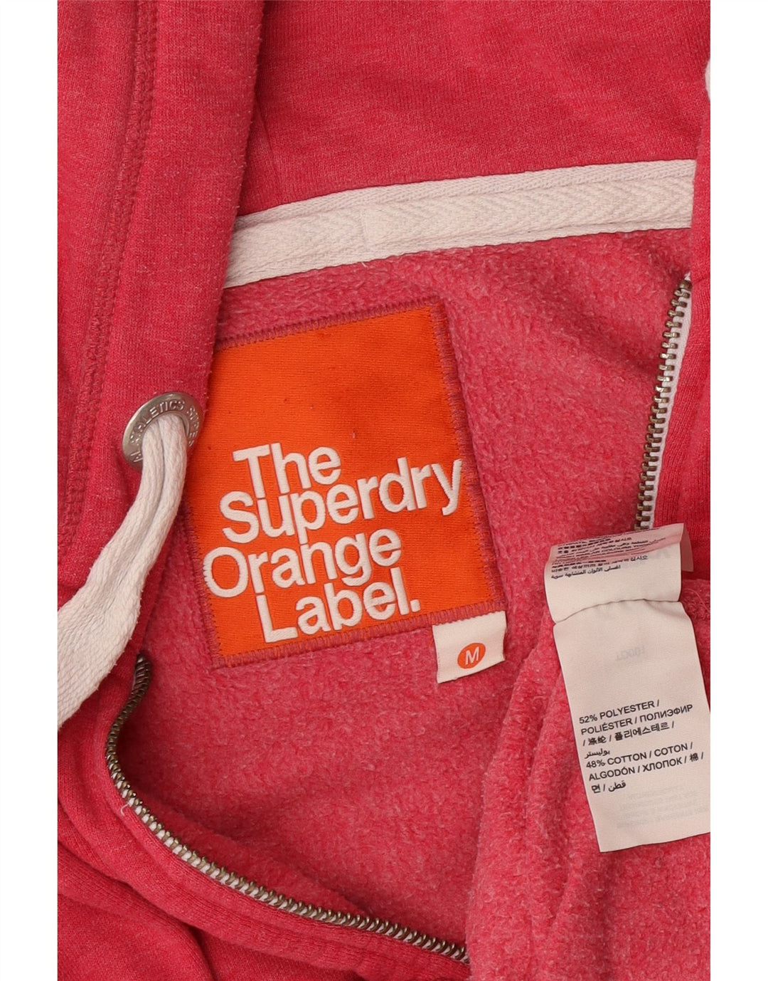 Suéter feminino Superdry com capuz e zíper UK 14 poliéster rosa médio