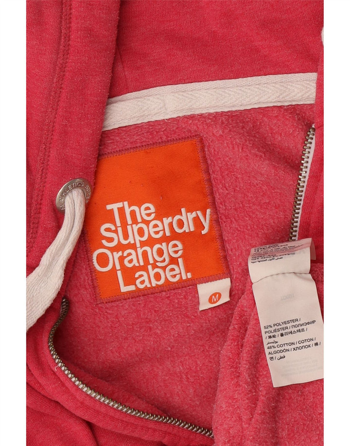 Suéter feminino Superdry com capuz e zíper UK 14 poliéster rosa médio