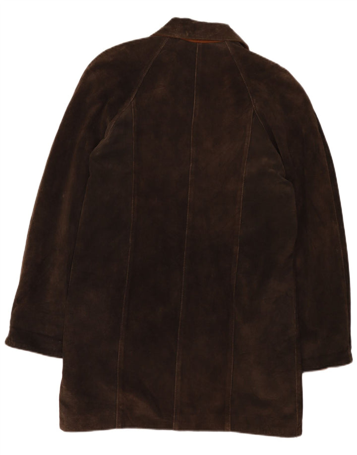 Sobretudo de camurça oversized feminino vintage Reino Unido 2 2XS couro marrom