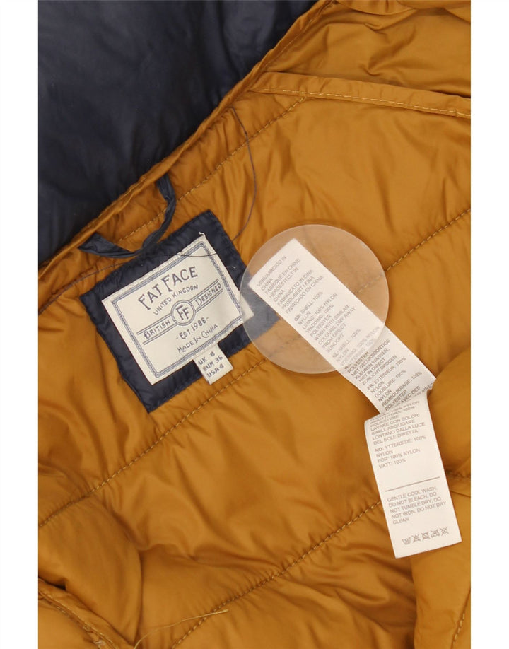 Jaqueta acolchoada com capuz feminina Fat Face UK 8 nylon azul marinho pequeno