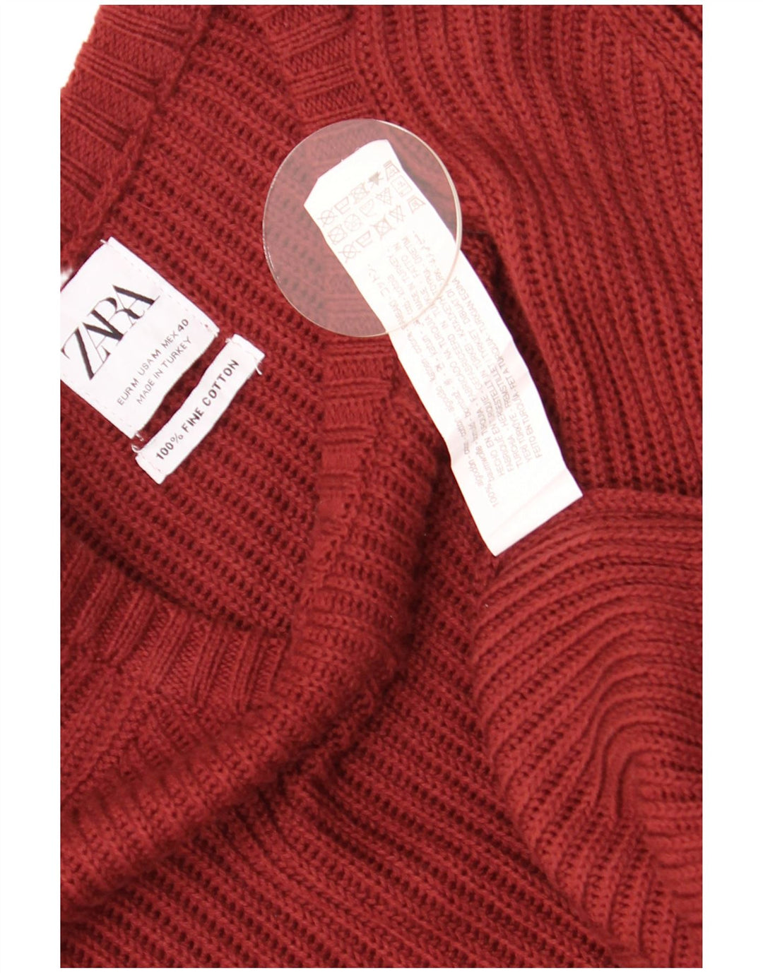Zara Suéter masculino com gola canoa médio algodão Borgonha