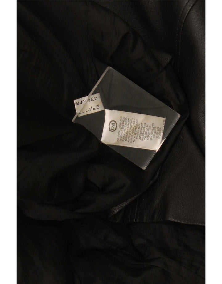 Casaco de couro feminino C&A UK 12 médio preto