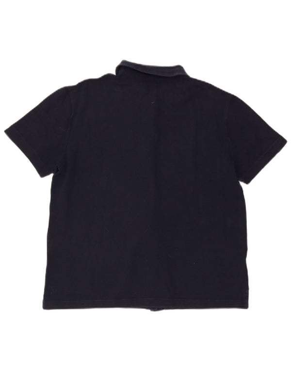 Camisa feminina de manga curta FRED PERRY UK 18 XL azul marinho algodão