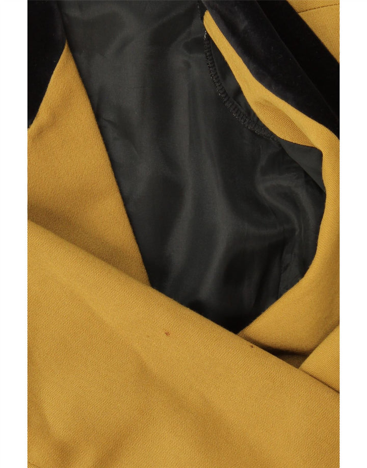Casaco feminino vintage duplo breasted IT 44 lã colorblock cáqui médio