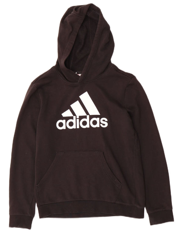ADIDAS Meninos Graphic Hoodie Jumper 13-14 Anos Preto Algodão