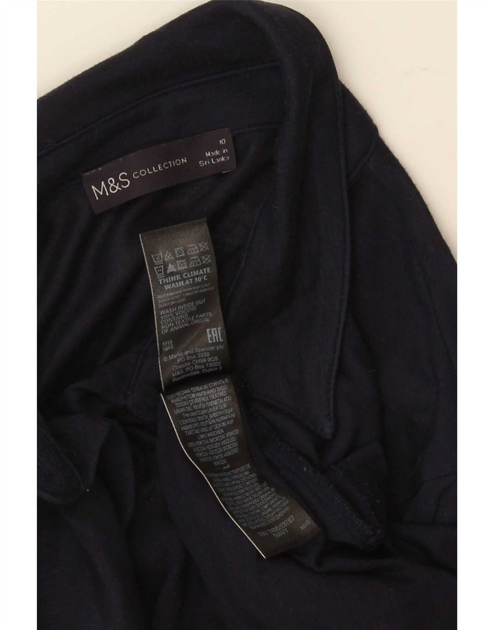 Camisa feminina Marks & Spencer Reino Unido 10 pequena viscose azul marinho