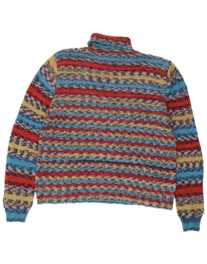 Suéter feminino VINTAGE com gola redonda UK 14 médio multicolorido