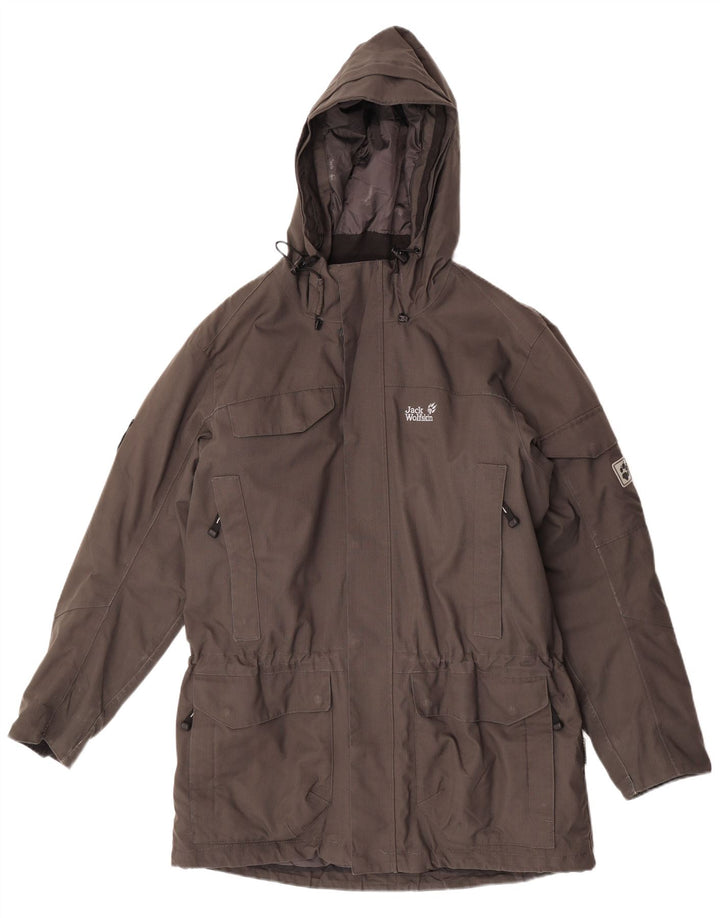 Casaco corta-vento masculino Jack Wolfskin com capuz Reino Unido 36/38 poliéster cinza médio