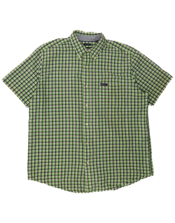 Camisa masculina de manga curta Chaps Easy Care XL verde xadrez algodão
