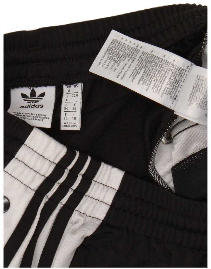 Calça de treino feminina Adidas UK 8 pequena preta colorblock poliéster