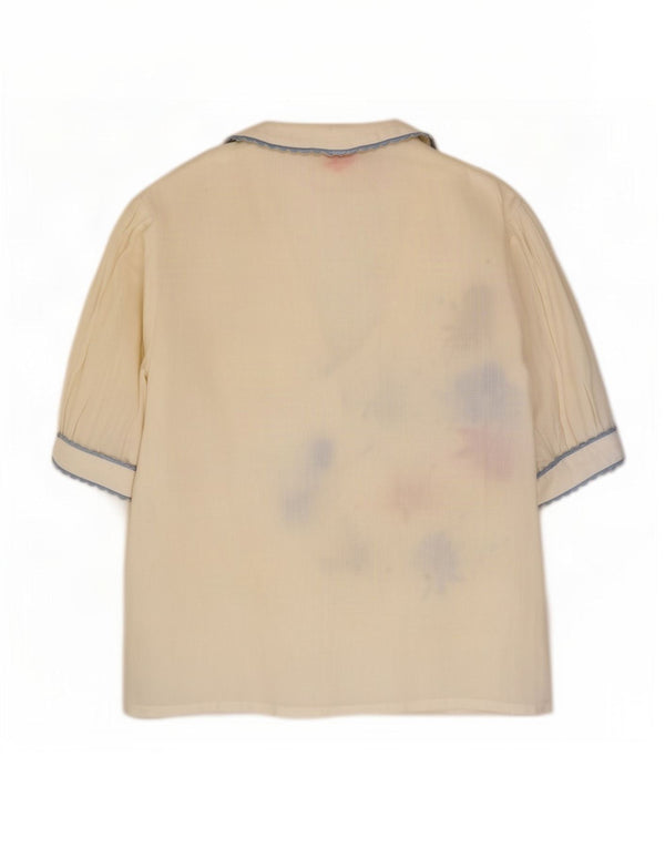 Blusa feminina vintage top IT 44 médio branco floral