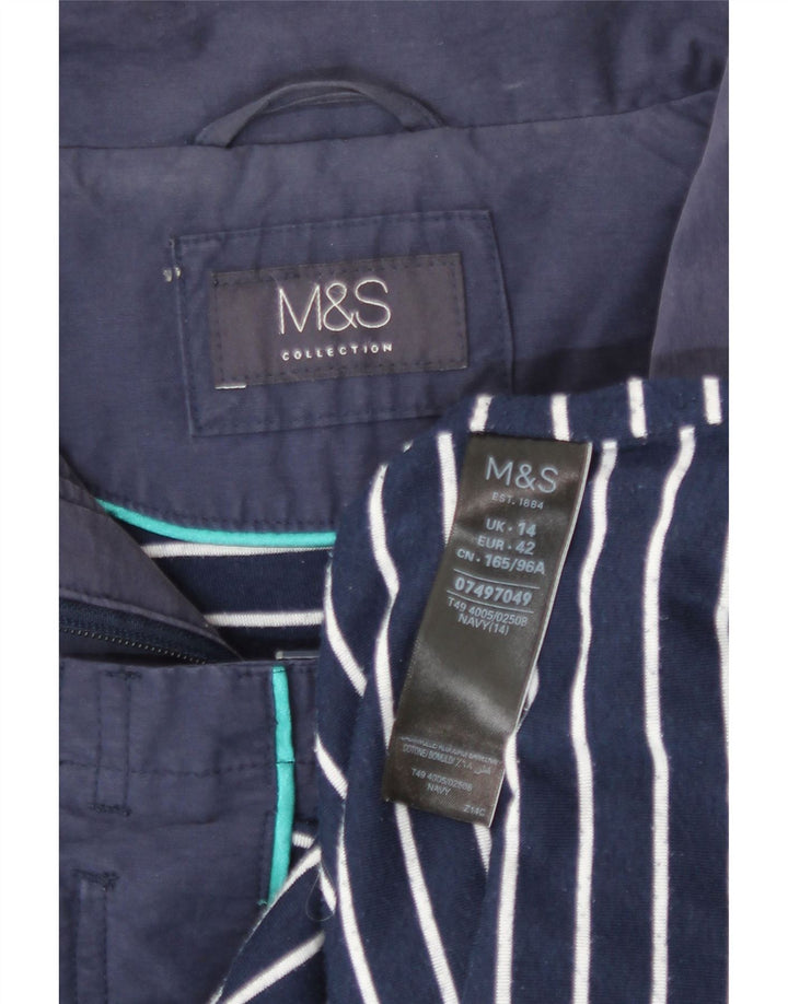 Jaqueta parka feminina com capuz Marks & Spencer Reino Unido 14 grande poliéster azul marinho