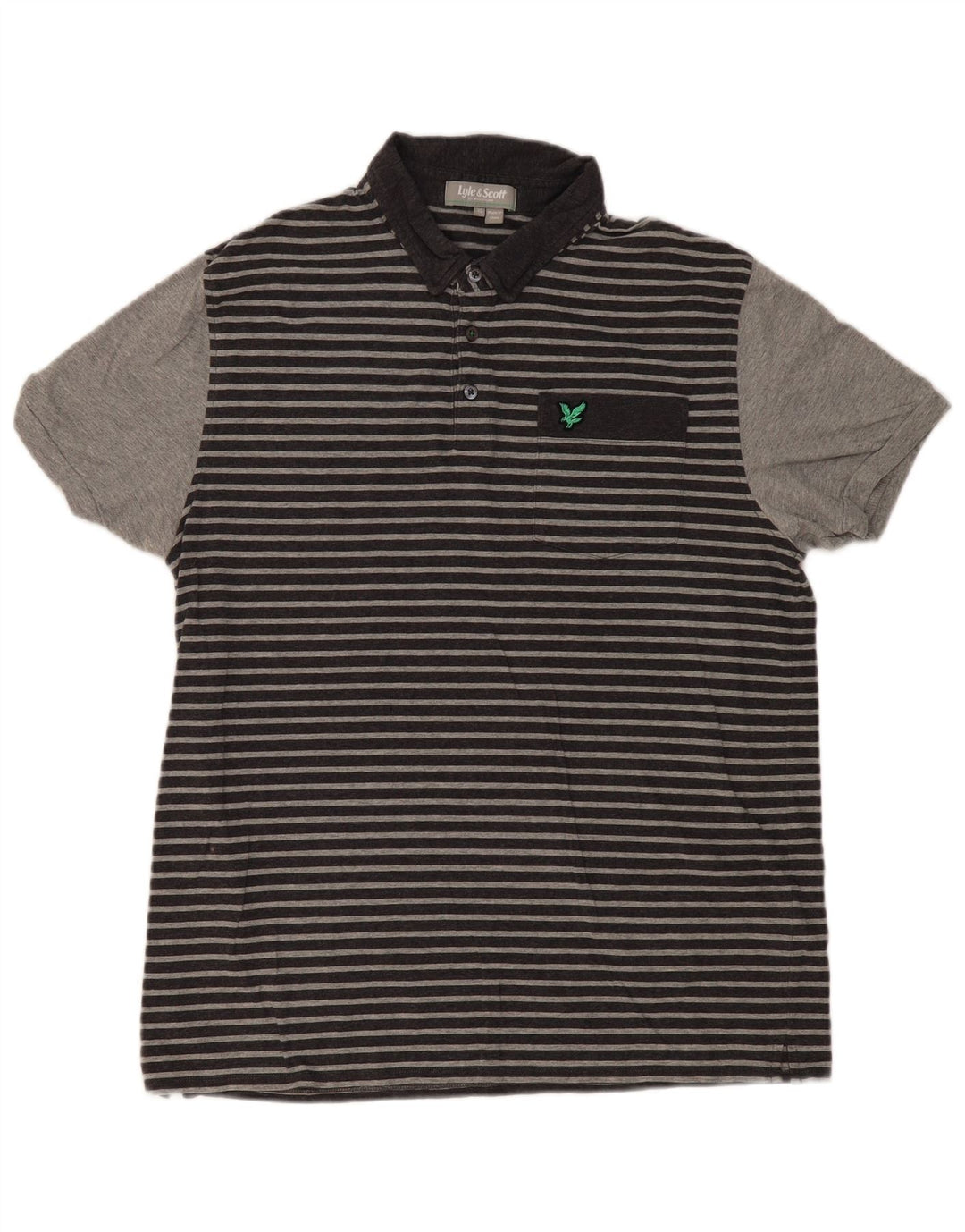 Camisa polo masculina Lyle & Scott XL algodão listrado cinza