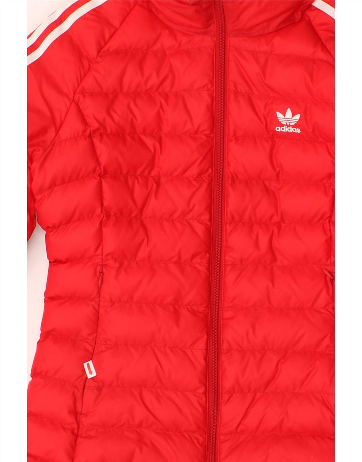 ADIDAS Womens Hooded Padded Jacket UK 10 Small Red Nylon Vintage Adidas and Second-Hand Adidas from Messina Hembry 