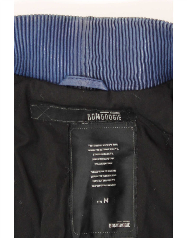 Jaqueta de couro feminina Bomboogie UK 12 azul médio