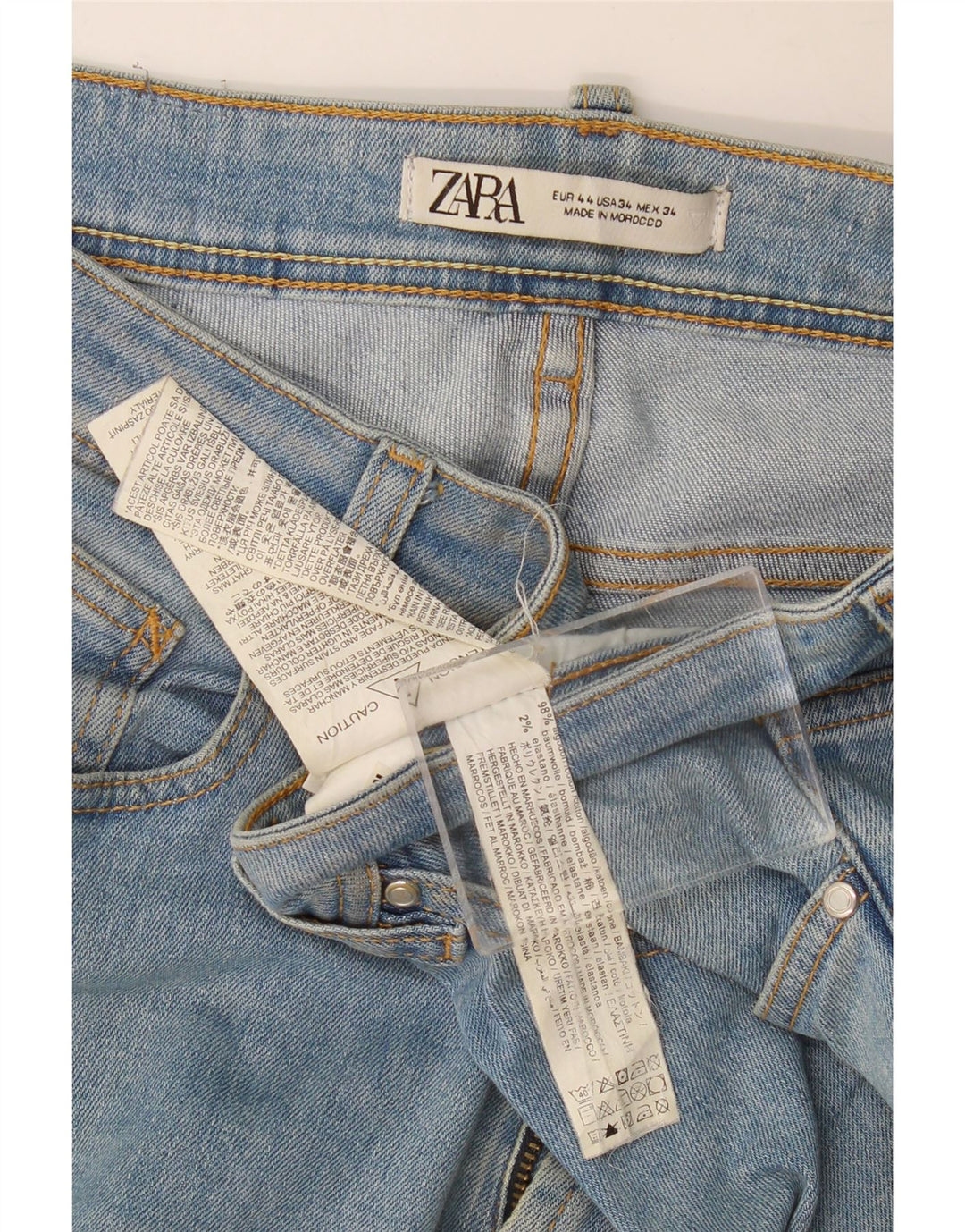 Zara Mens Slim Jeans EU 44 Grande W34 L30 Azul Algodão