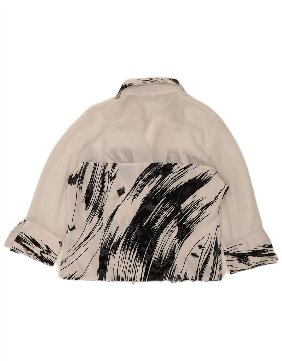 Blusa feminina vintage manga 3/4 IT 42 poliéster listrado branco médio