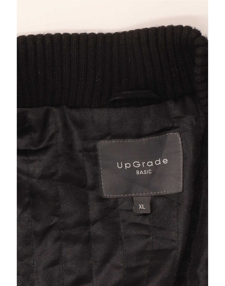 Jaqueta bomber masculina vintage de camurça Reino Unido 42 XL couro preto