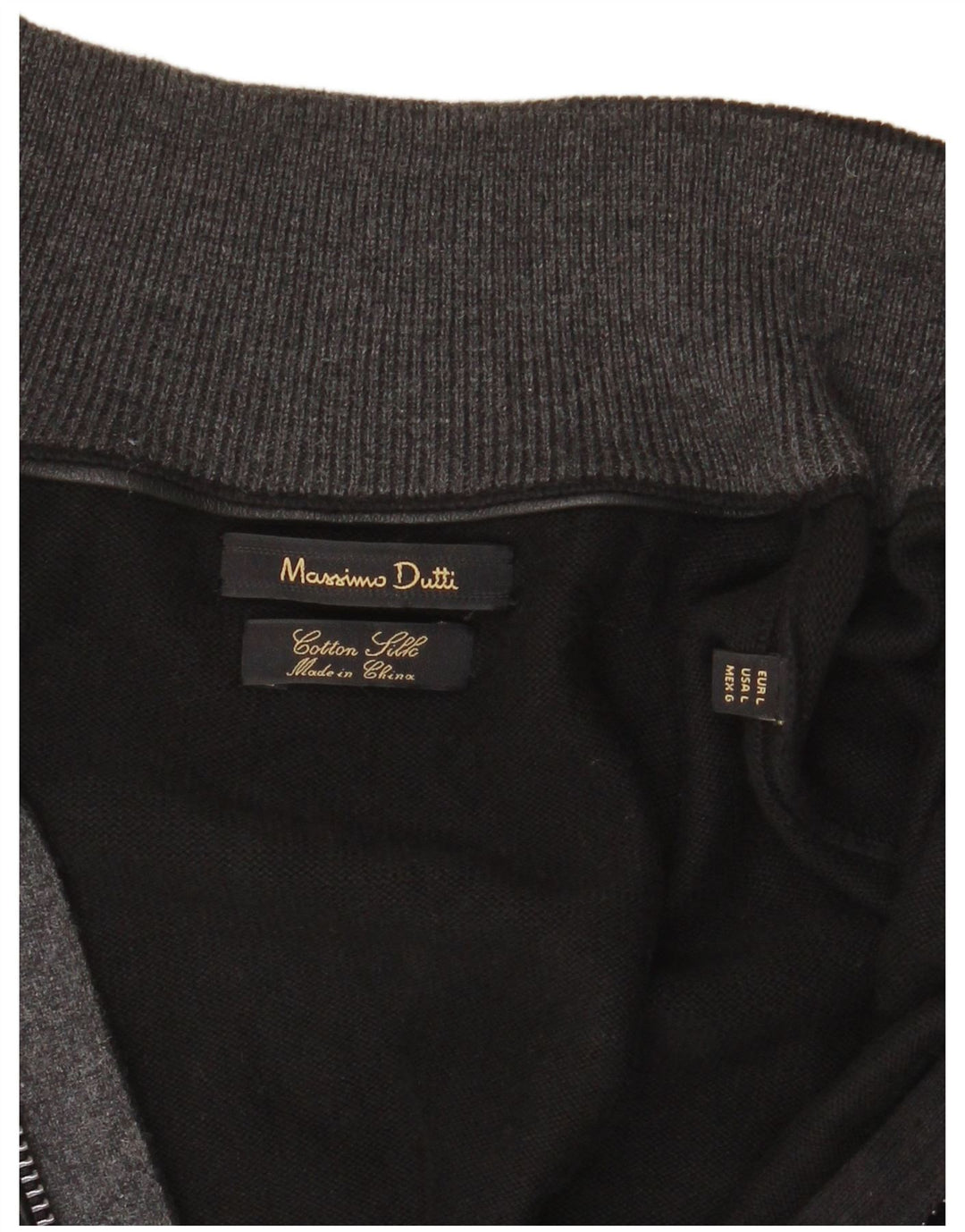 Suéter masculino Massimo Dutti com zíper completo, grande algodão preto