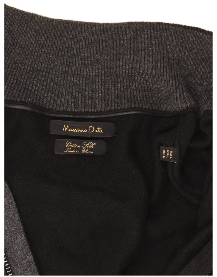 Suéter masculino Massimo Dutti com zíper completo, grande algodão preto