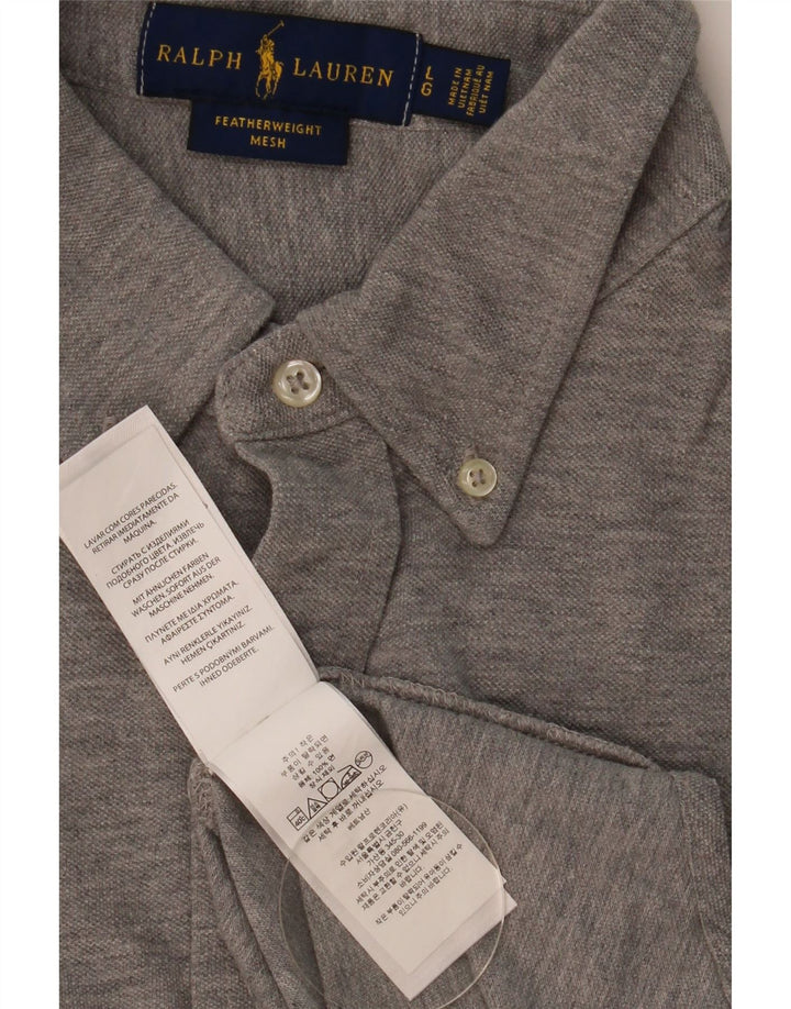 Ralph Lauren Camisa masculina de malha leve grande cinza