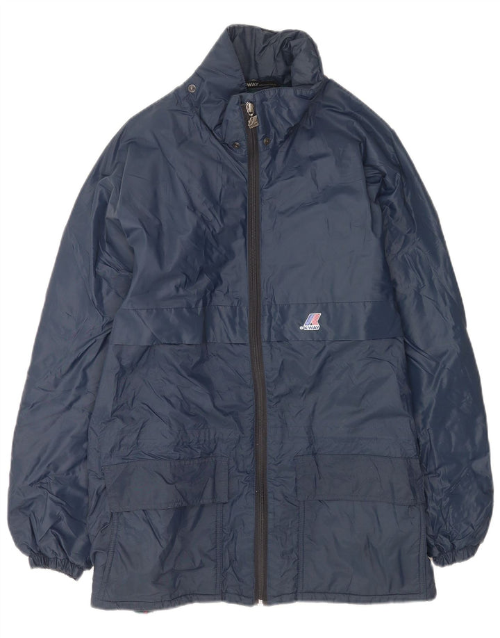 Jaqueta corta-vento masculina K-Way UK 40 grande azul marinho